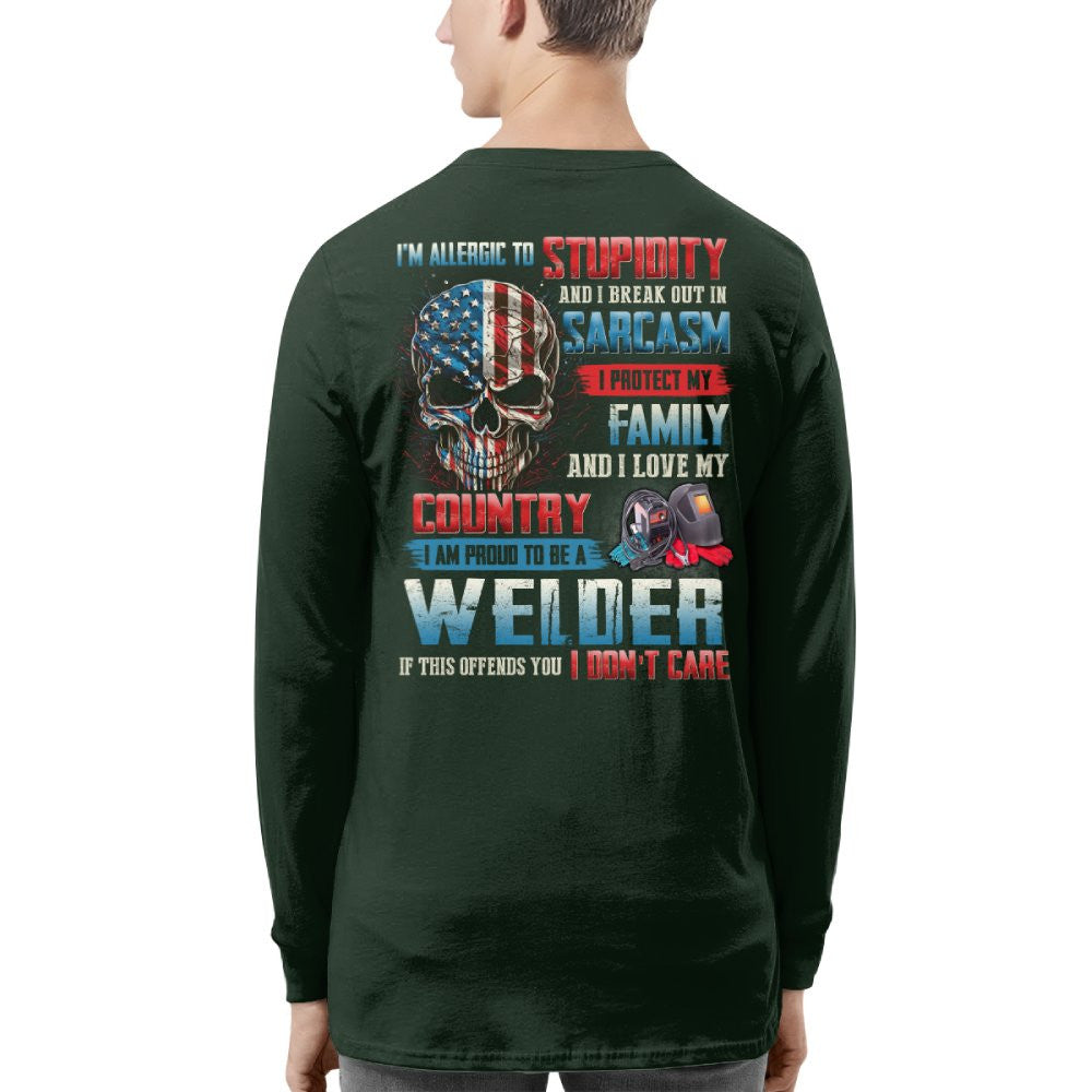 Allergic To Stupidity Welder T-Shirts Hoodies Sweatshirts Long Sleeves - grunx260804-0093