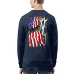 American Flag Fist Wrench - Patriotic Mechanic Apparel T-Shirt, Hoodie & More - grunx260804-0146
