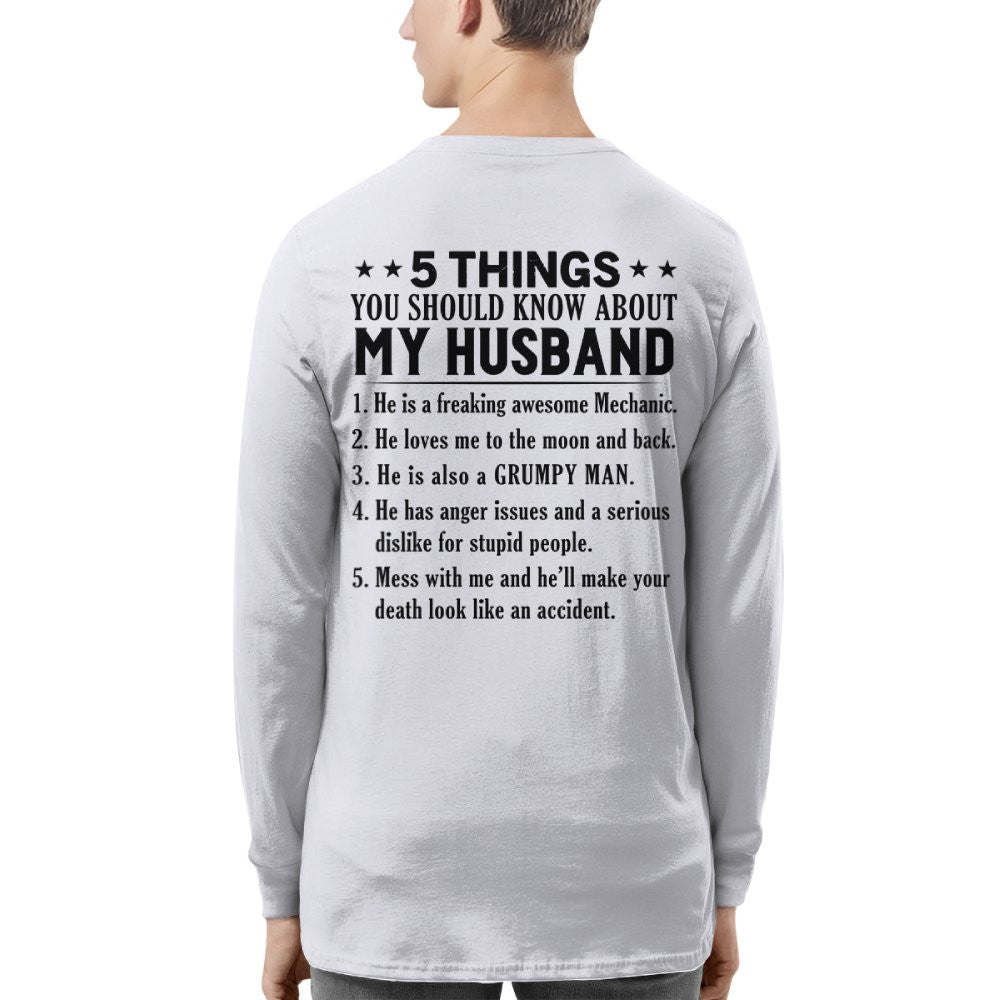 5 Things You Should Know About My Husband Mechanic Apparel - Funny Gift T-Shirt, Hoodie & More - grunx260804-0024