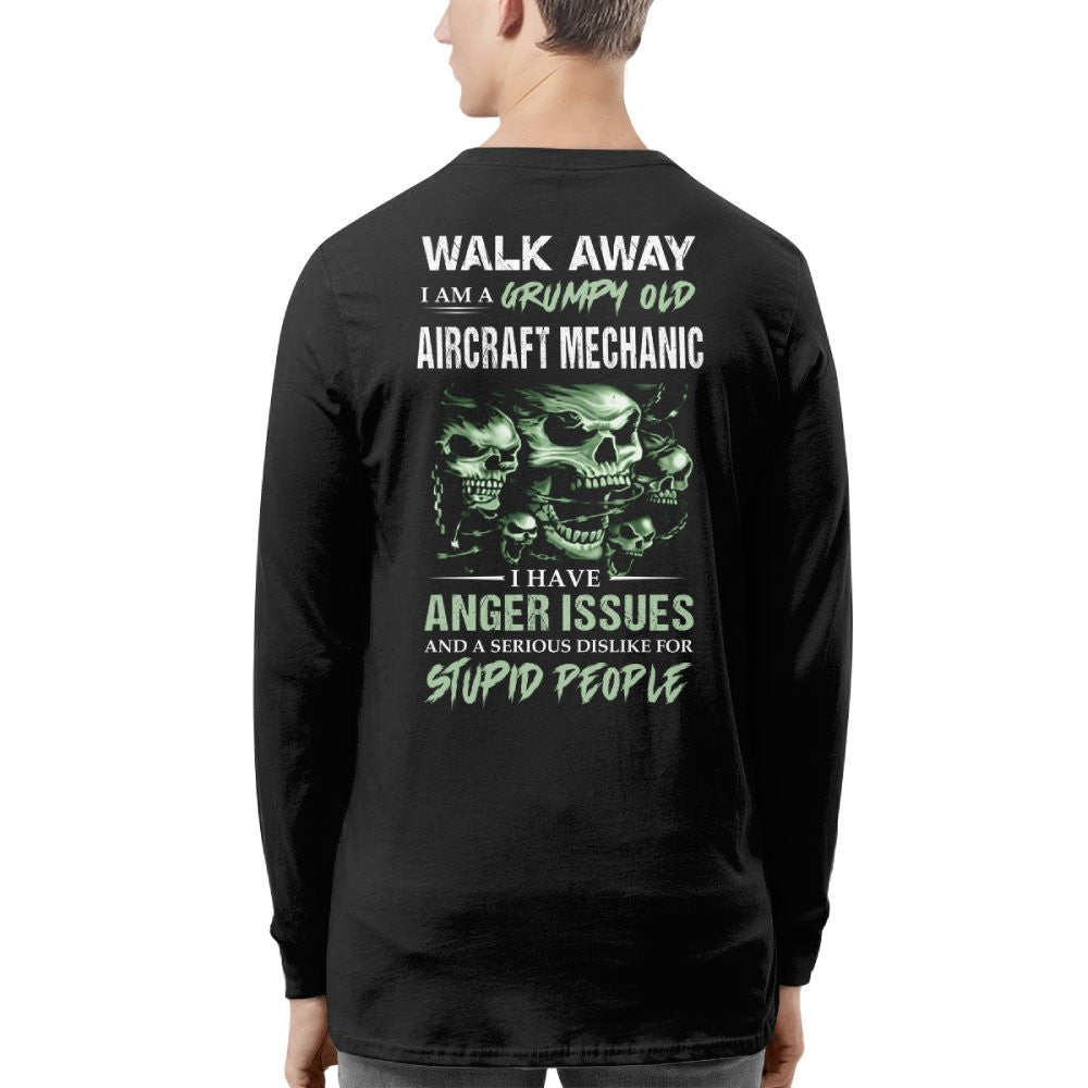 Grumpy Anger Issues - Aircraft Mechanic Skull Warning T-Shirt, Hoodie & More - grunx260804-0178