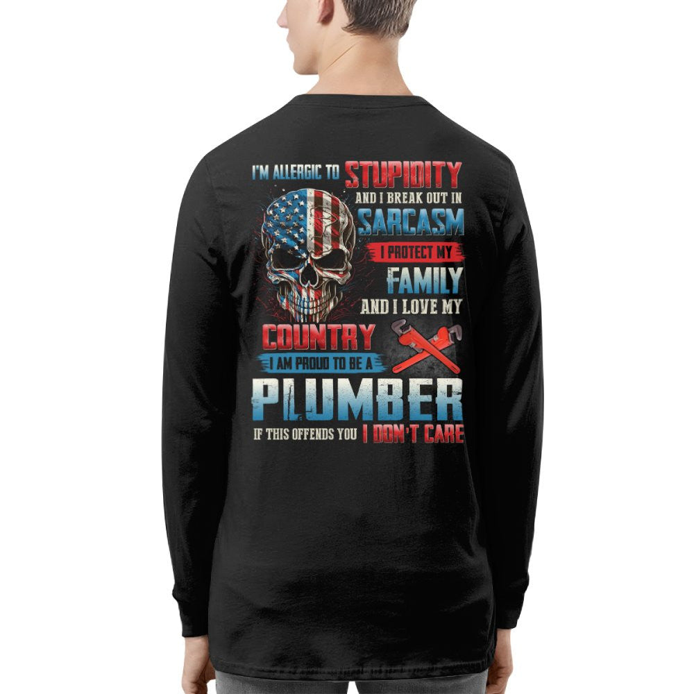 Allergic To Stupidity Plumber T-Shirts Hoodies Sweatshirts Long Sleeves - grunx260804-0091