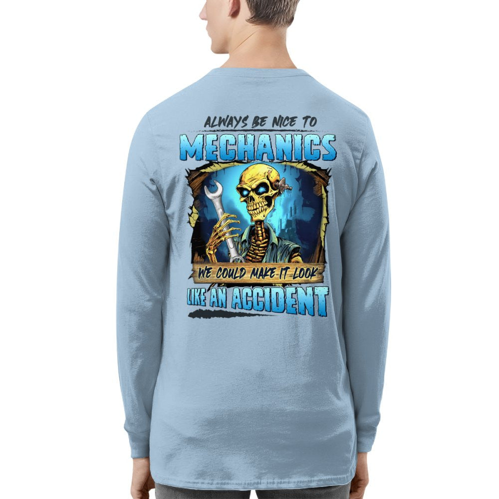 Always Be Nice To Mechanics Apparel - Skull Humor T-Shirt, Hoodie & More - grunx260804-0110