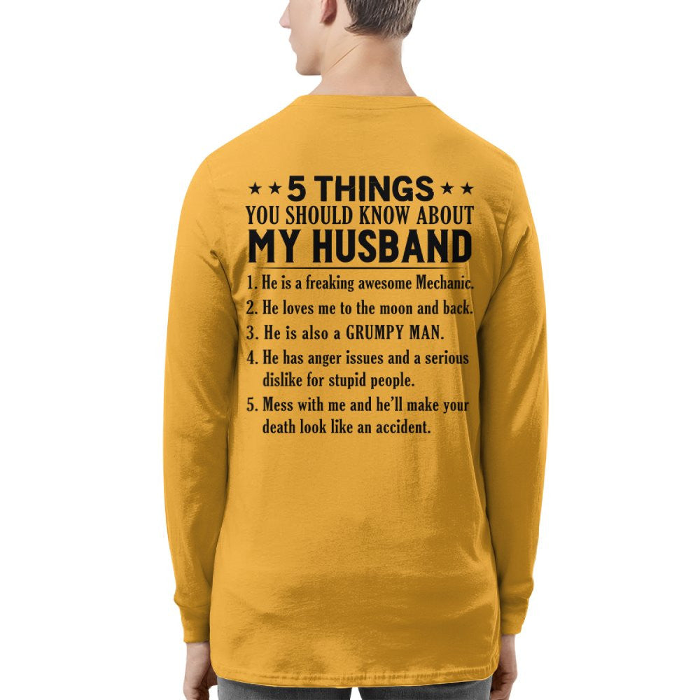 5 Things You Should Know About My Husband Mechanic Apparel - Funny Gift T-Shirt, Hoodie & More - grunx260804-0024