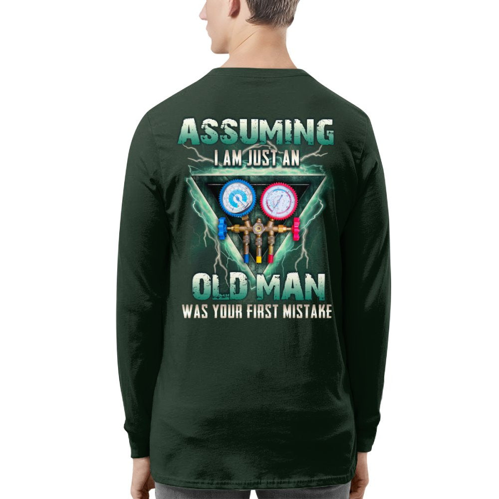 Assuming I'm Just An Old Man HVAC Apparel - Gauge Tool T-Shirt Hoodie & More - grunx260804-0220