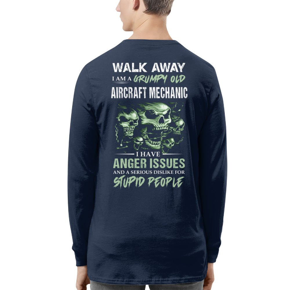Grumpy Anger Issues - Aircraft Mechanic Skull Warning T-Shirt, Hoodie & More - grunx260804-0178