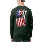American Flag Fist Wrench - Patriotic Mechanic Apparel T-Shirt, Hoodie & More - grunx260804-0146