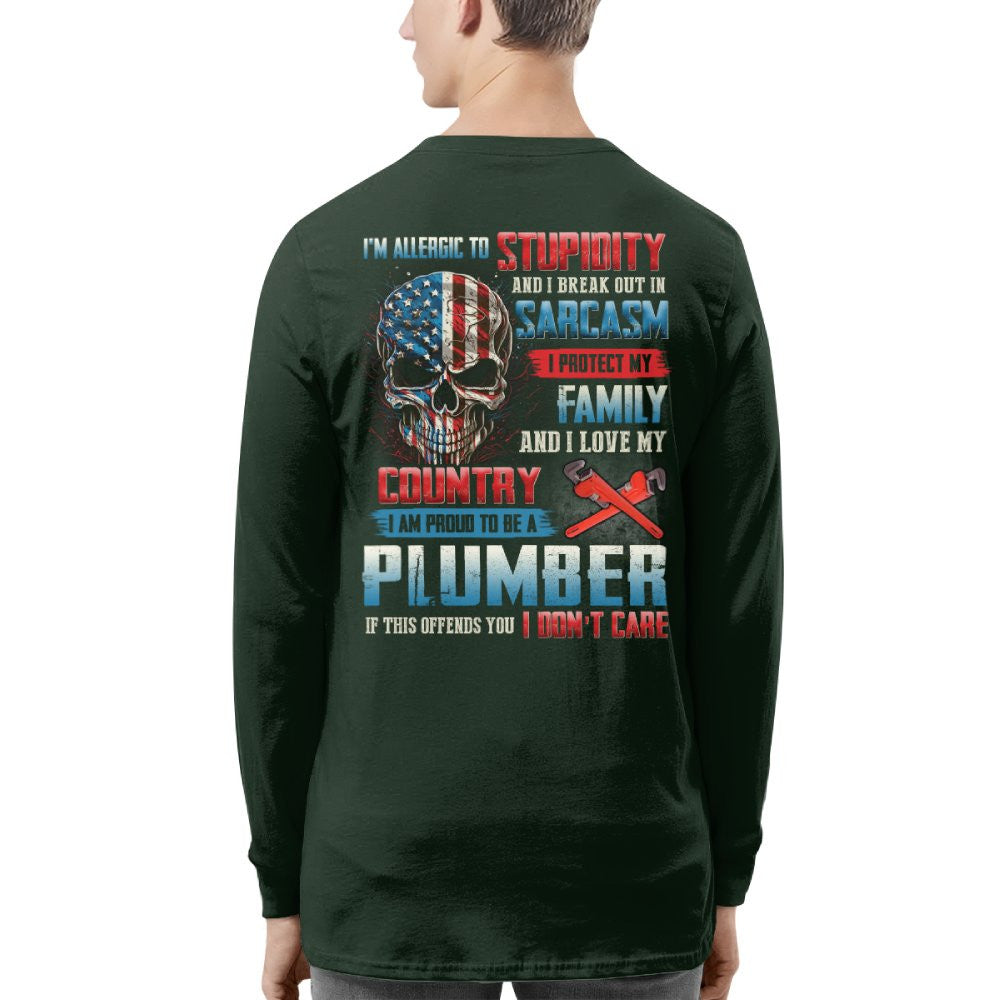Allergic To Stupidity Plumber T-Shirts Hoodies Sweatshirts Long Sleeves - grunx260804-0091
