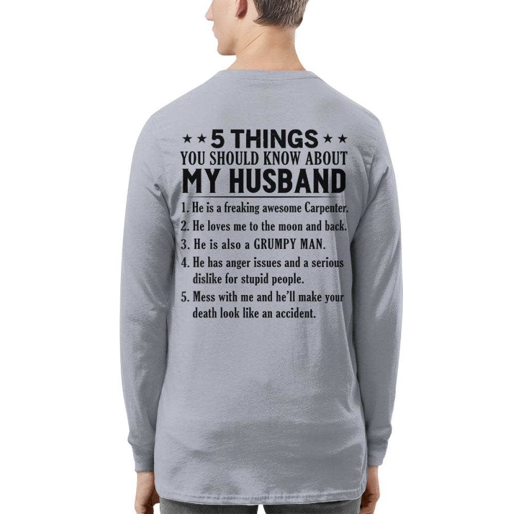 5 Things You Should Know About My Husband Carpenter Apparel - Funny Gift T-Shirt, Hoodie & More - grunx260804-0022