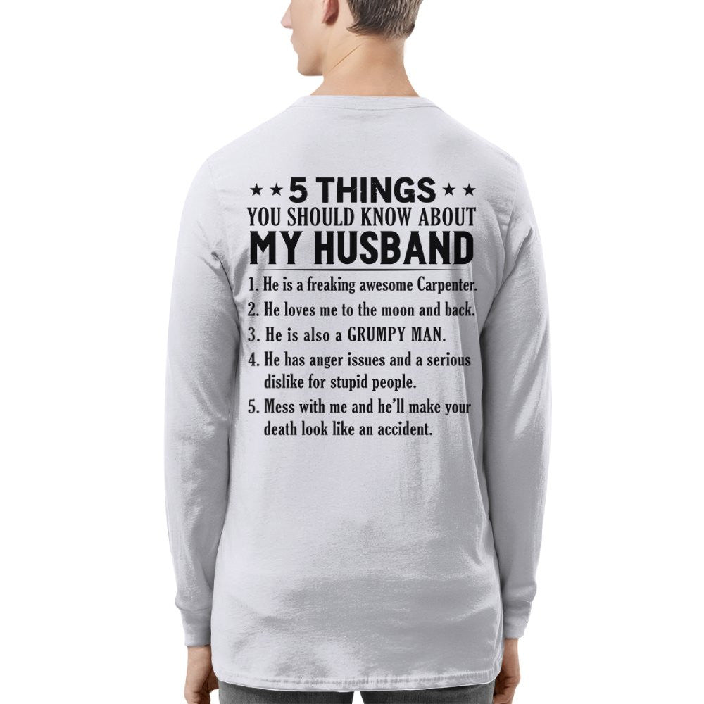 5 Things You Should Know About My Husband Carpenter Apparel - Funny Gift T-Shirt, Hoodie & More - grunx260804-0022
