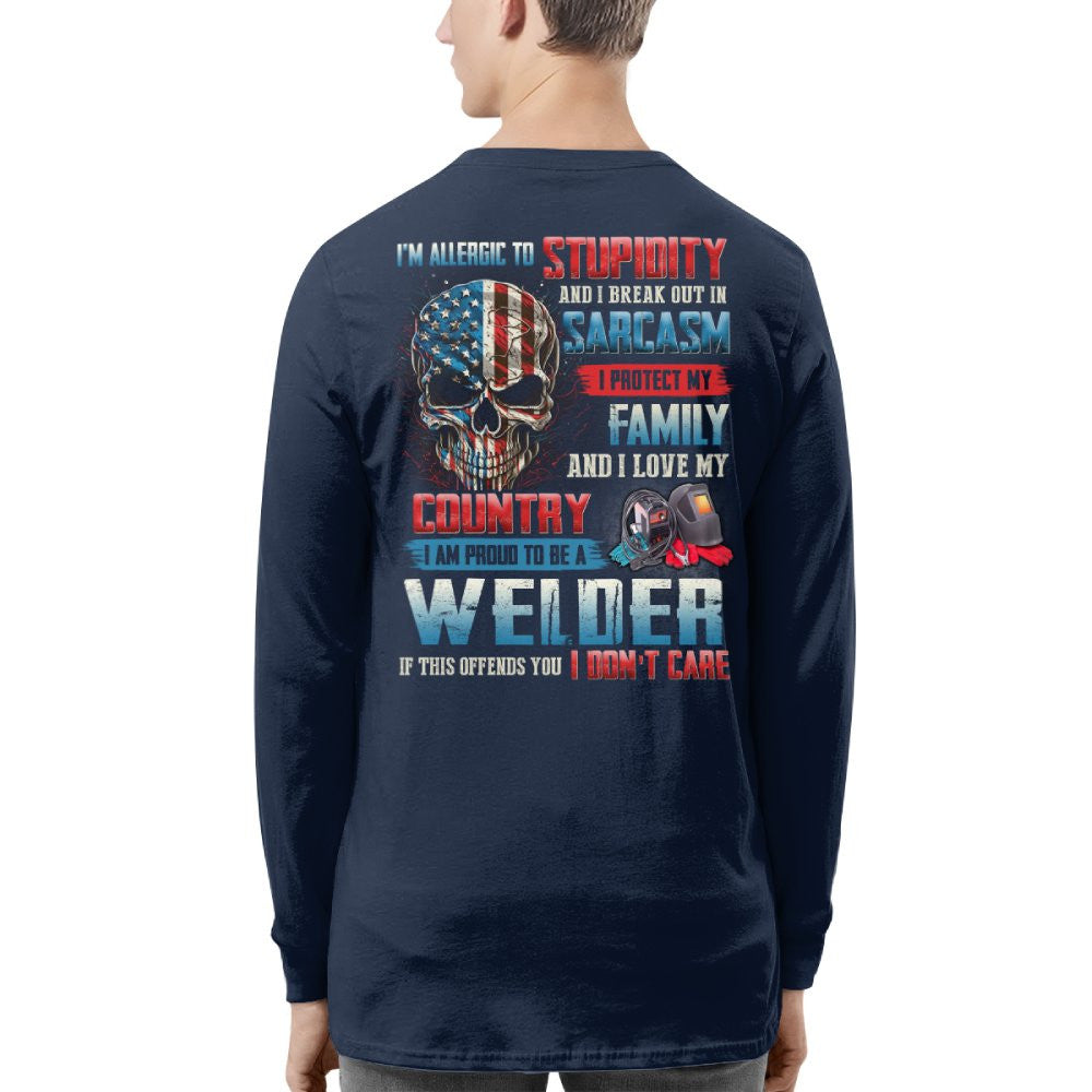 Allergic To Stupidity Welder T-Shirts Hoodies Sweatshirts Long Sleeves - grunx260804-0093