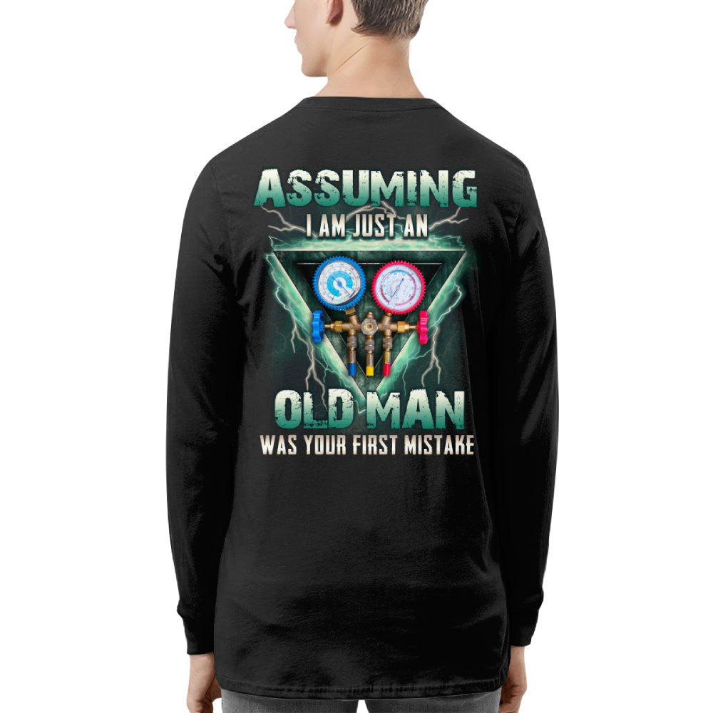 Assuming I'm Just An Old Man HVAC Apparel - Gauge Tool T-Shirt Hoodie & More - grunx260804-0220