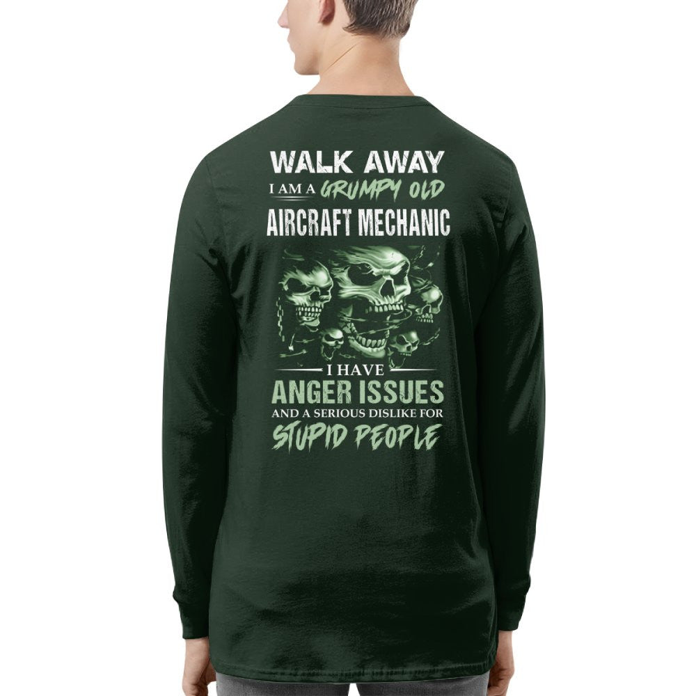 Grumpy Anger Issues - Aircraft Mechanic Skull Warning T-Shirt, Hoodie & More - grunx260804-0178