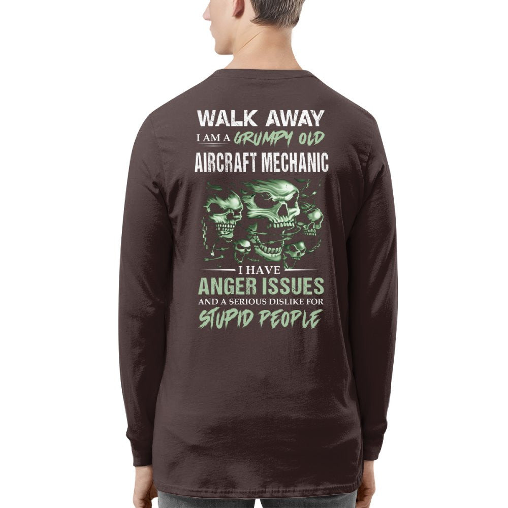 Grumpy Anger Issues - Aircraft Mechanic Skull Warning T-Shirt, Hoodie & More - grunx260804-0178