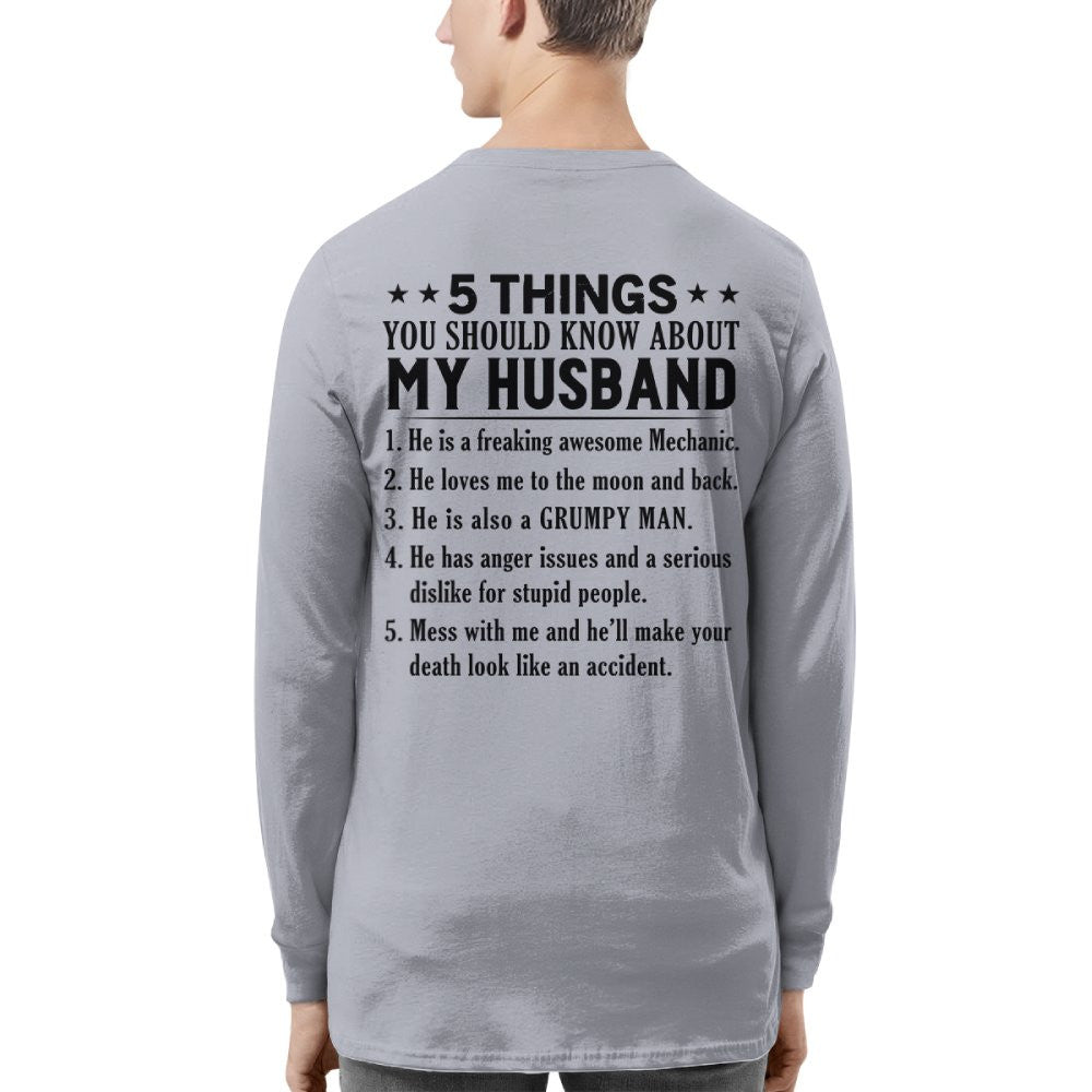 5 Things You Should Know About My Husband Mechanic Apparel - Funny Gift T-Shirt, Hoodie & More - grunx260804-0024