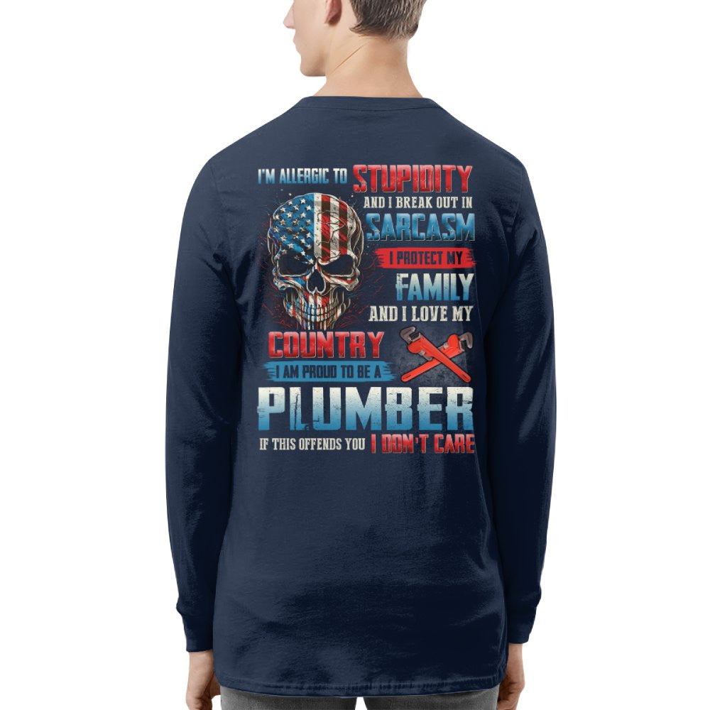 Allergic To Stupidity Plumber T-Shirts Hoodies Sweatshirts Long Sleeves - grunx260804-0091