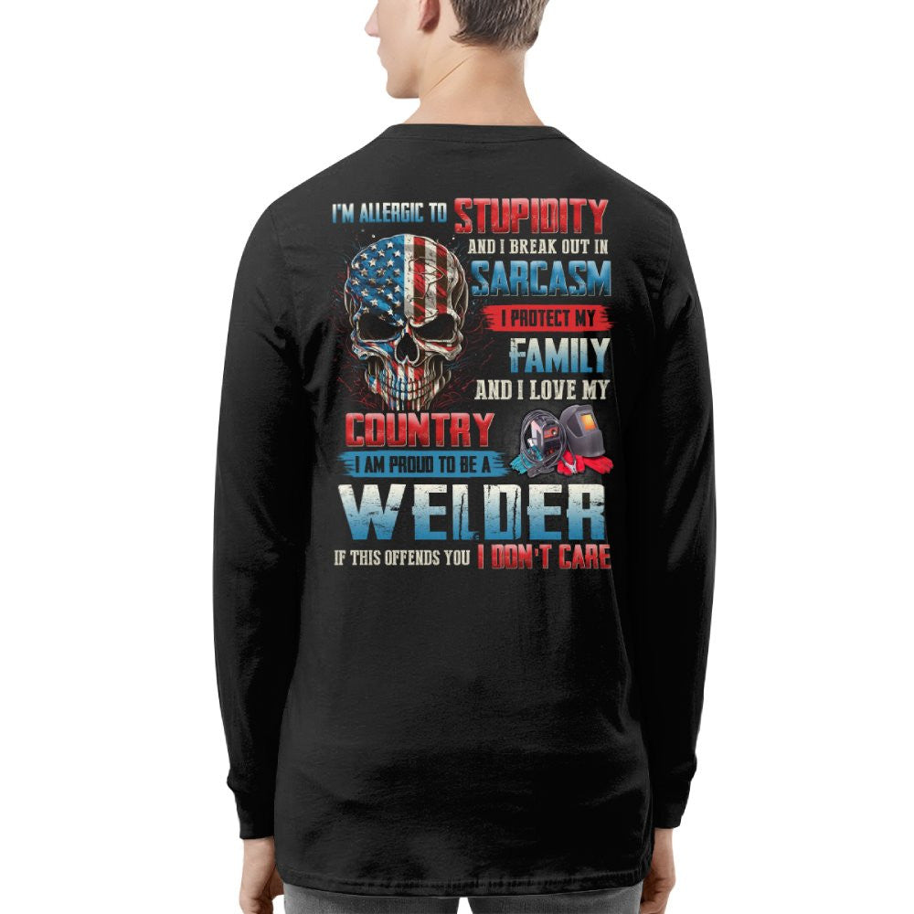 Allergic To Stupidity Welder T-Shirts Hoodies Sweatshirts Long Sleeves - grunx260804-0093