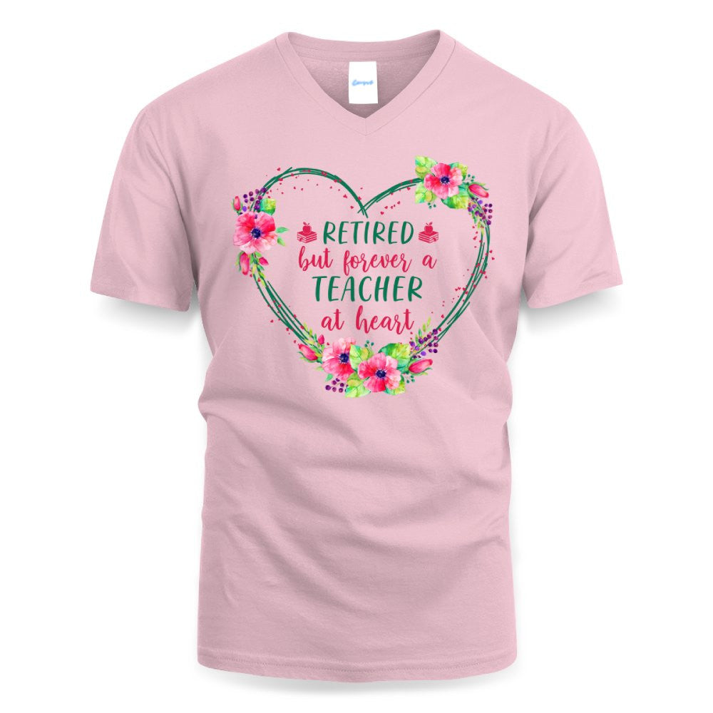 Forever A Teacher - Floral Heart Retired Educator T-Shirt, Hoodie & More - grunx260804-0227