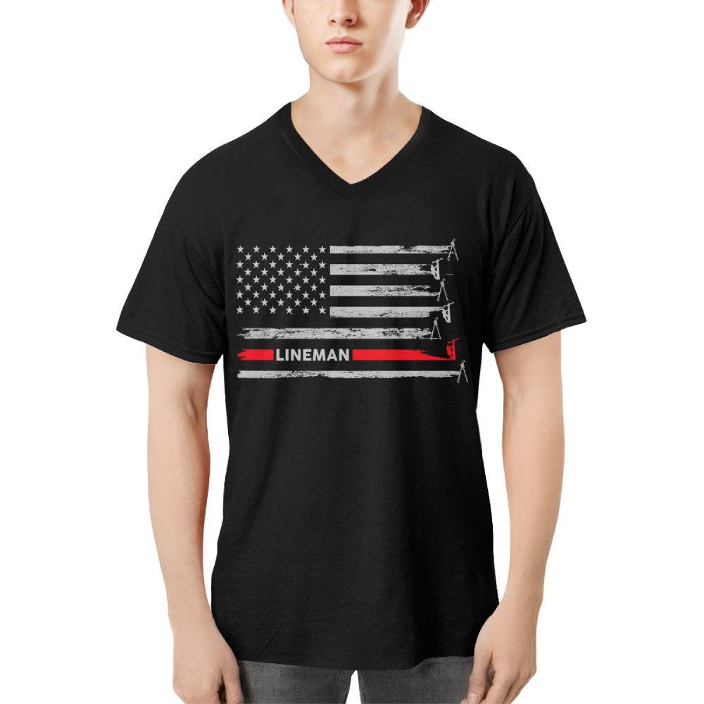 American Flag Lineman Apparel - Patriotic Utility Worker T-Shirt, Hoodie & More - grunx260804-0152