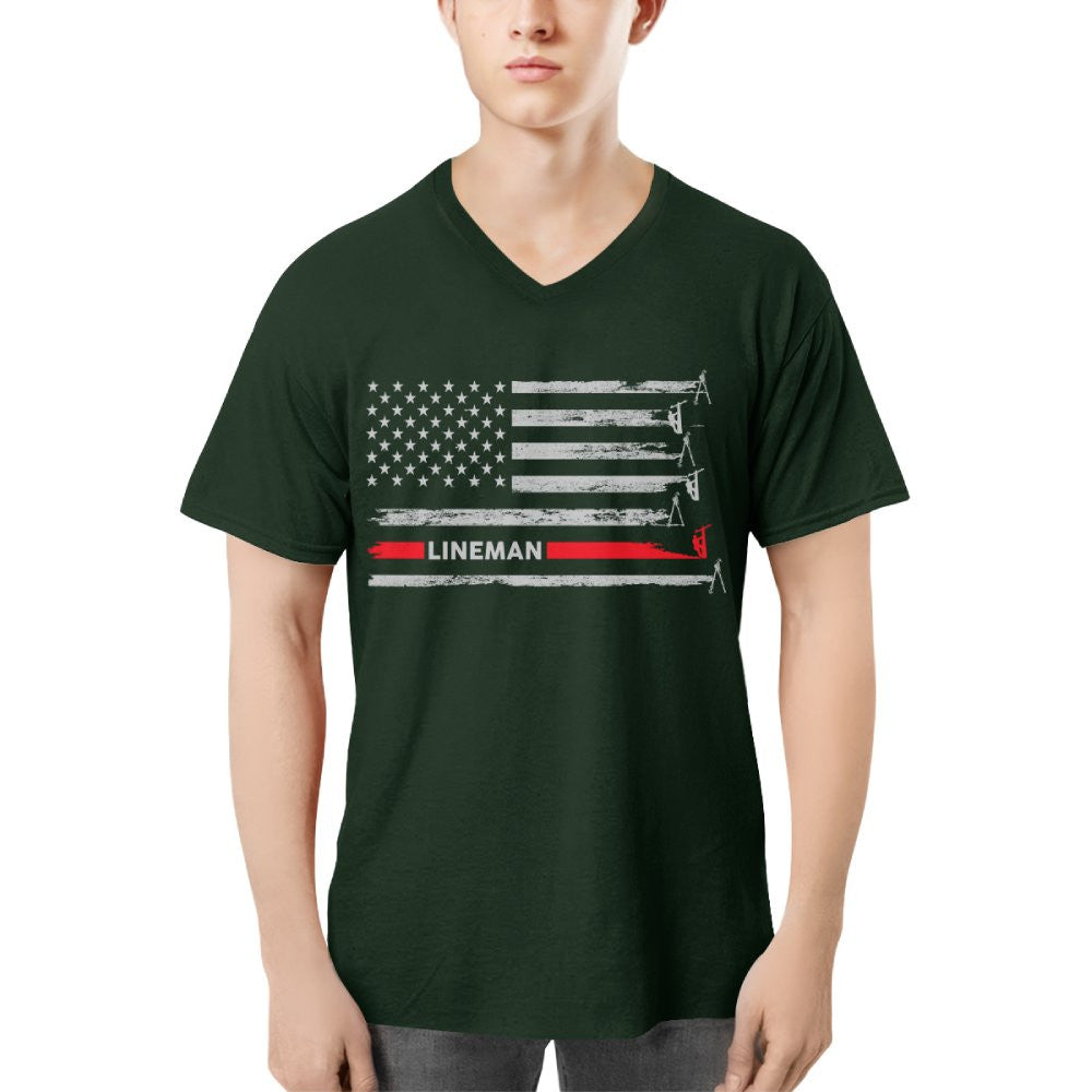 American Flag Lineman Apparel - Patriotic Utility Worker T-Shirt, Hoodie & More - grunx260804-0152