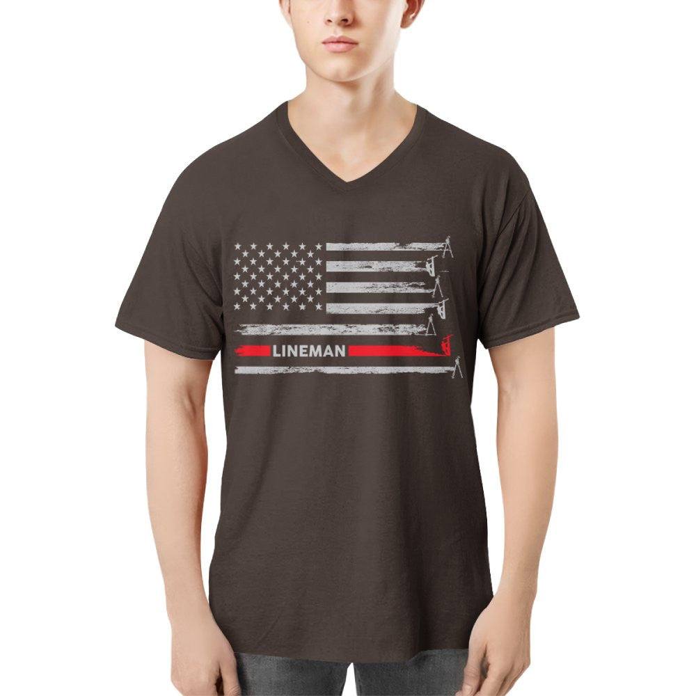 American Flag Lineman Apparel - Patriotic Utility Worker T-Shirt, Hoodie & More - grunx260804-0152