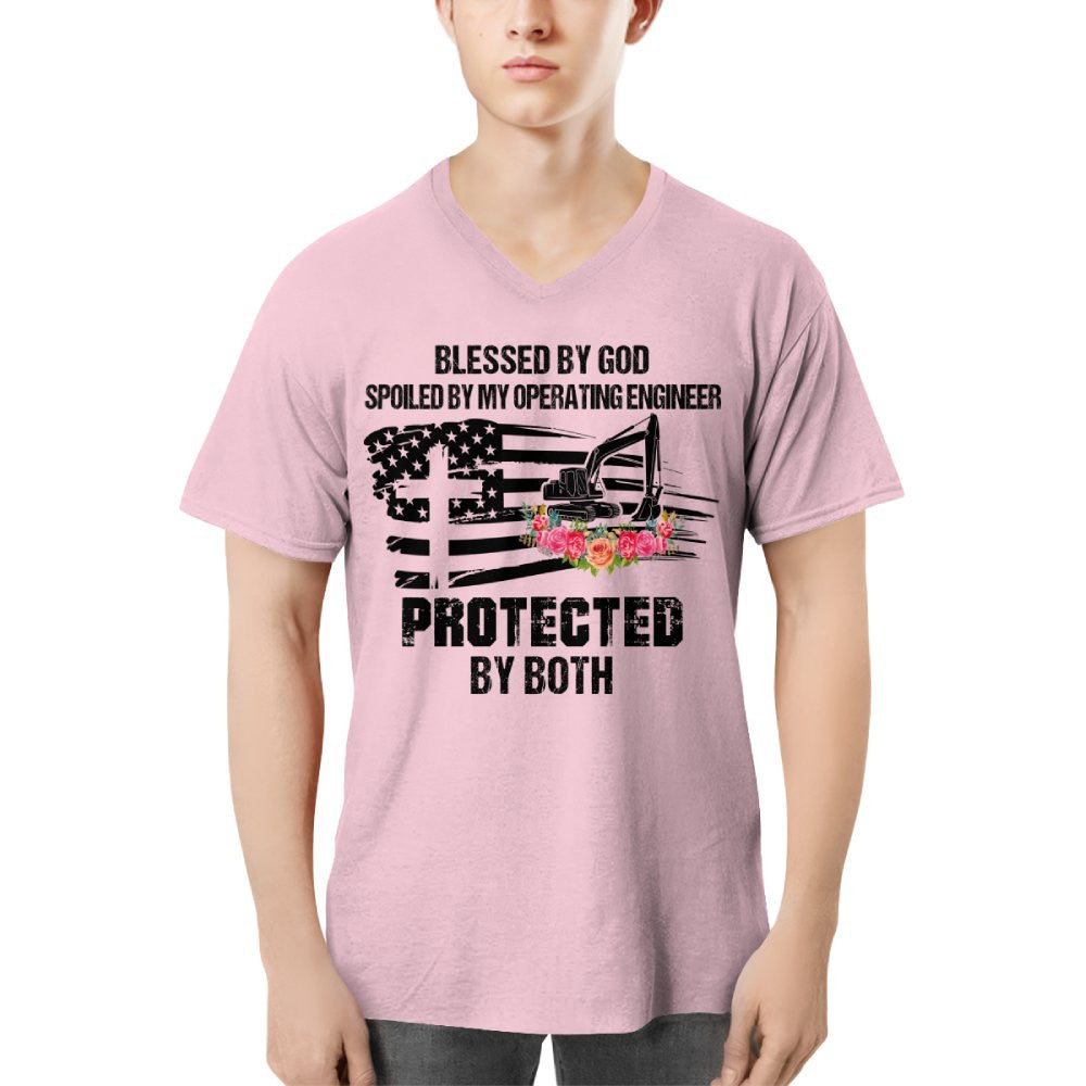 Blessed By God Protected By My Operating Engineer T-Shirt Hoodie & More - grunx260804-0181
