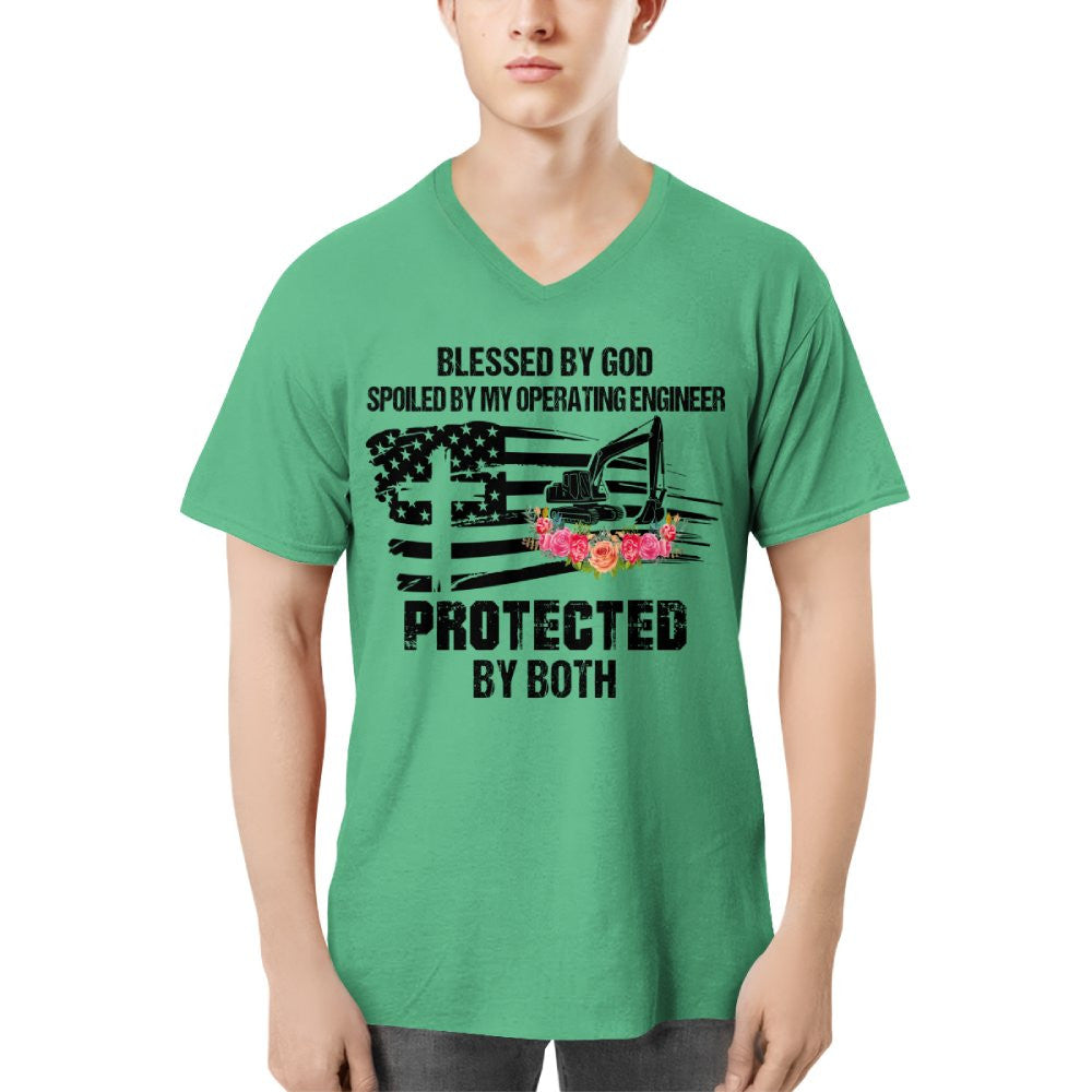 Blessed By God Protected By My Operating Engineer T-Shirt Hoodie & More - grunx260804-0181