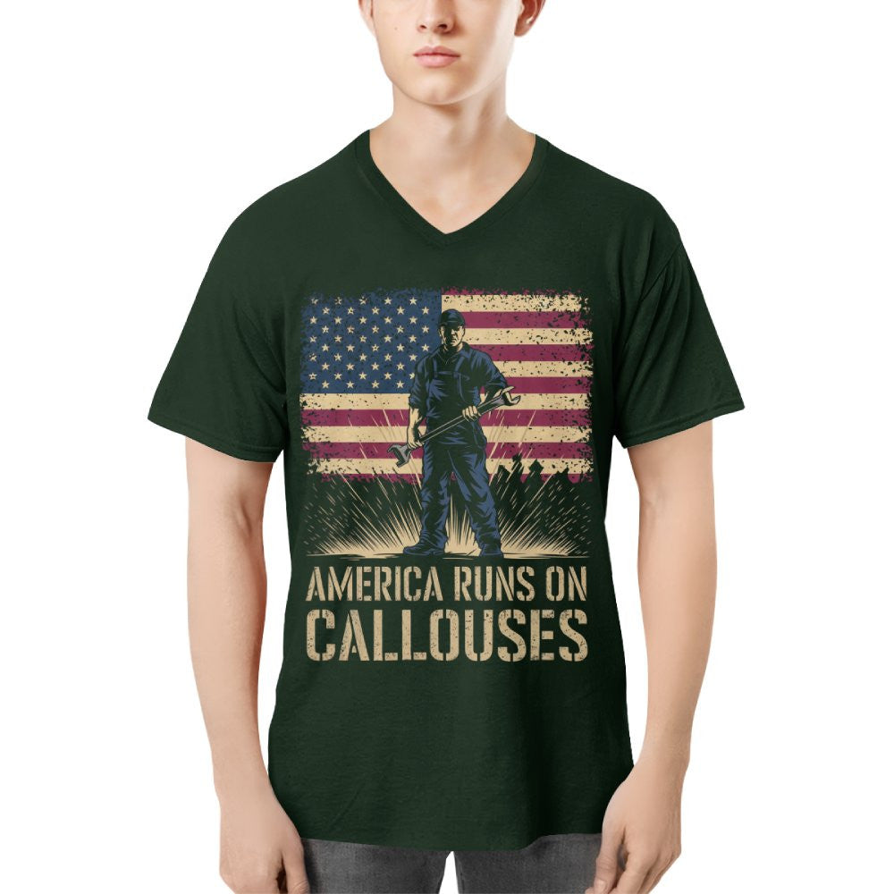 America Runs On Callouses - Blue Collar Worker T-Shirt, Hoodie & More - grunx260804-0119