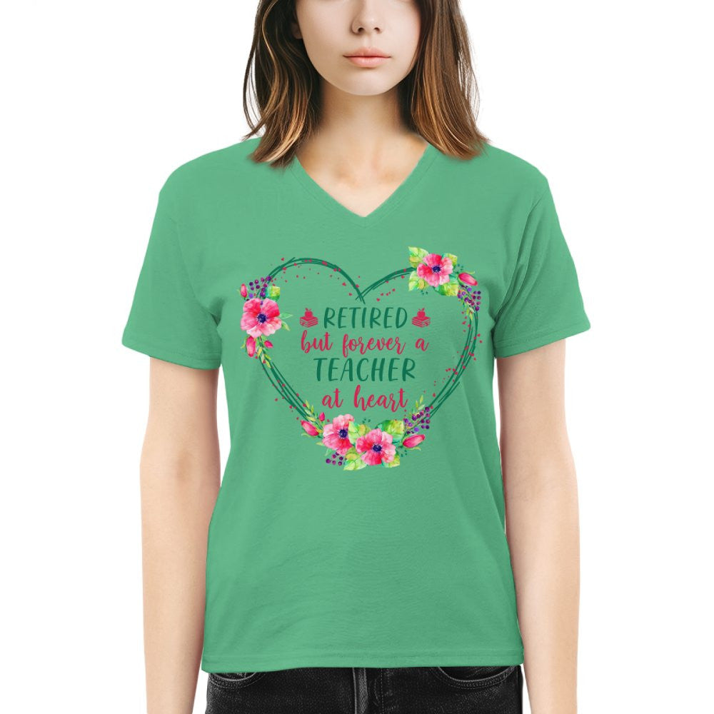 Forever A Teacher - Floral Heart Retired Educator T-Shirt, Hoodie & More - grunx260804-0227