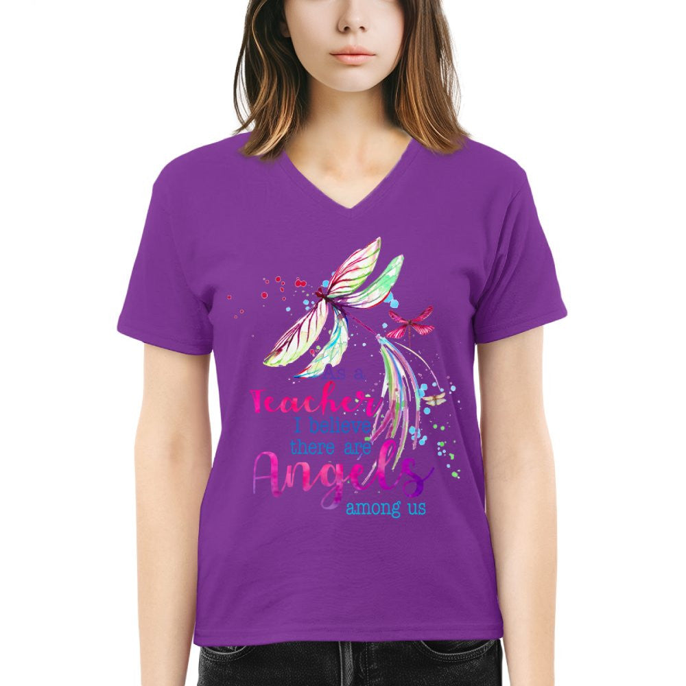 Angels Among Us - Watercolor Dragonfly Teacher T-Shirt, Hoodie & More - grunx260804-0156