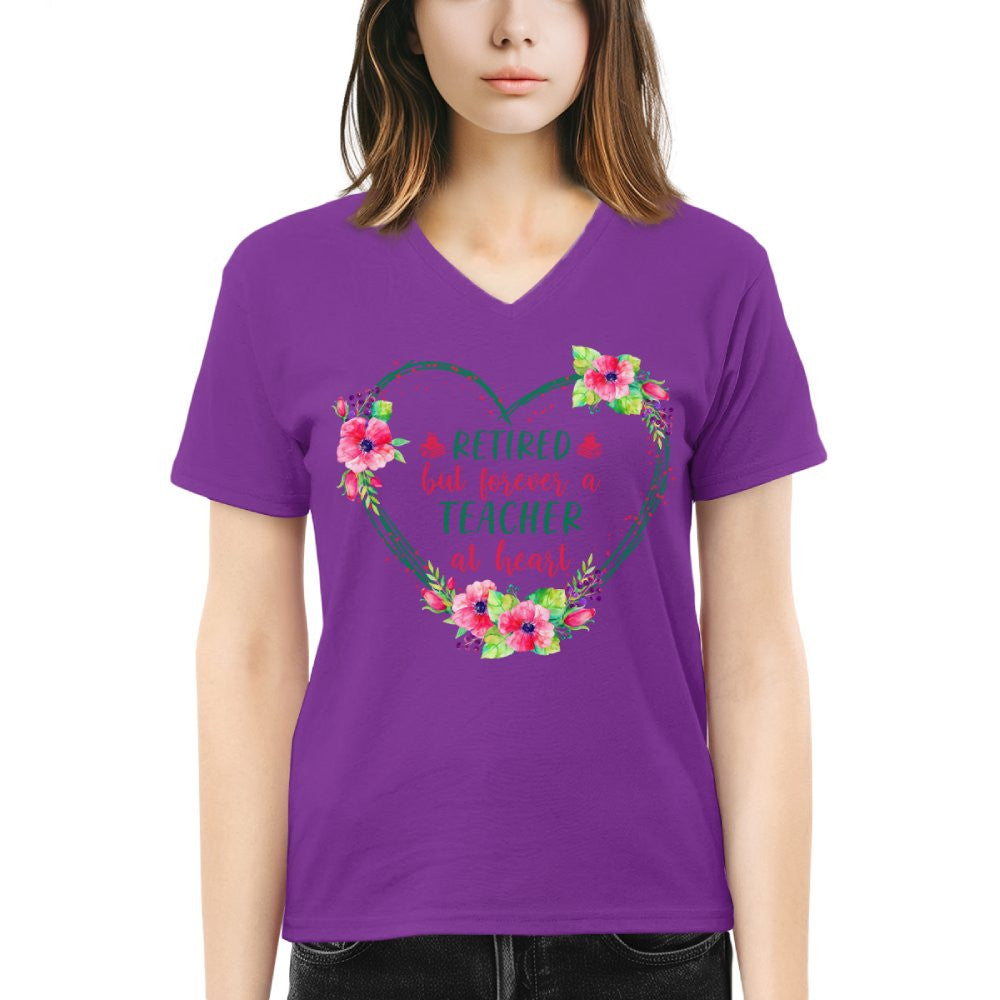 Forever A Teacher - Floral Heart Retired Educator T-Shirt, Hoodie & More - grunx260804-0227