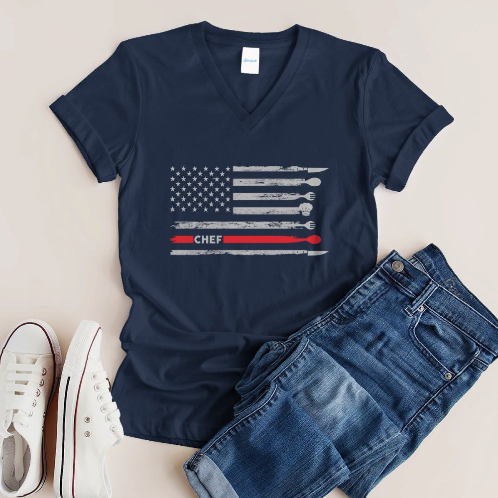 American Flag Chef Apparel - Patriotic Kitchen Crew T-Shirt, Hoodie & More - grunx260804-0143