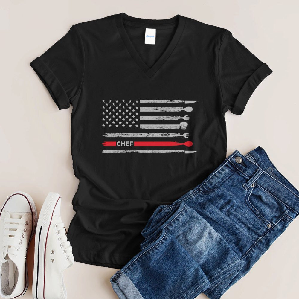 American Flag Chef Apparel - Patriotic Kitchen Crew T-Shirt, Hoodie & More - grunx260804-0143