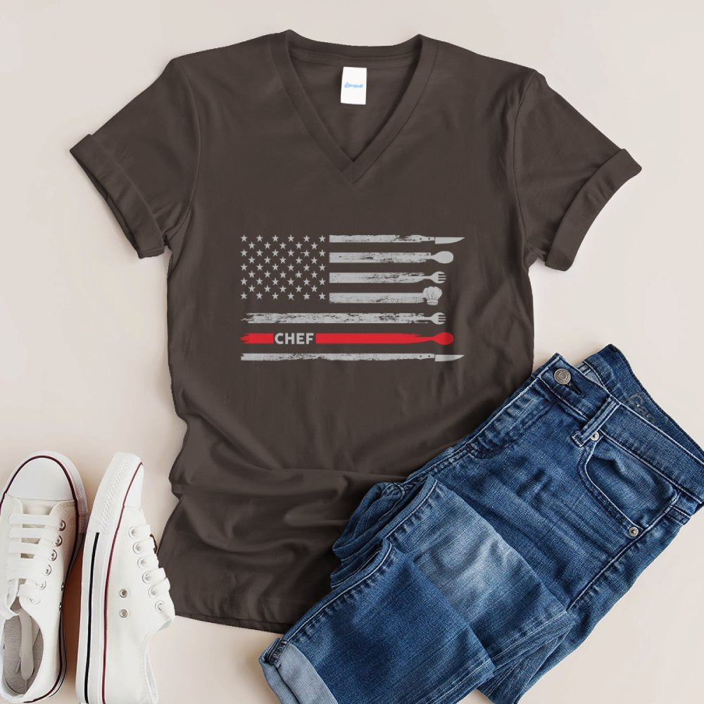 American Flag Chef Apparel - Patriotic Kitchen Crew T-Shirt, Hoodie & More - grunx260804-0143