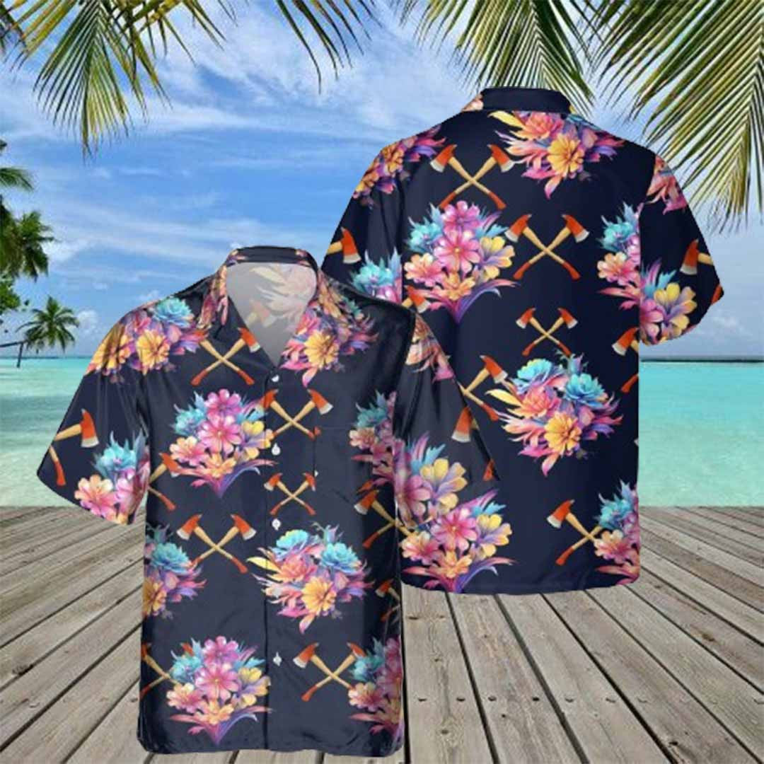 Awesome Firefighter- AOP Pocket Hawaiian Shirt - grunx260804-0128
