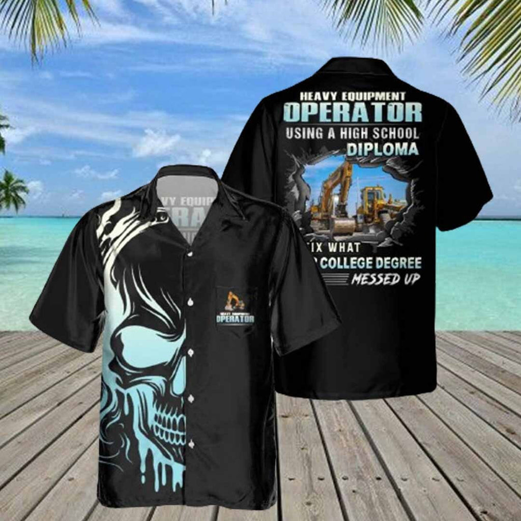 Awesome Heavy Equipment Operator - AOP Pocket Hawaiian Shirt - grunx260804-0176