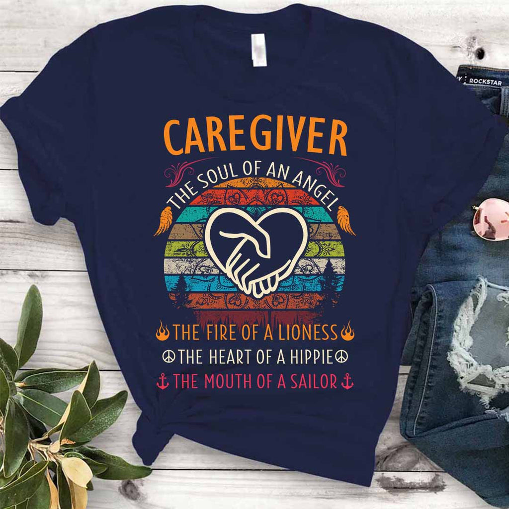 Awesome Caregiver the soul of an Angel-T-shirt-#F140824THESOL3FCAREZ4