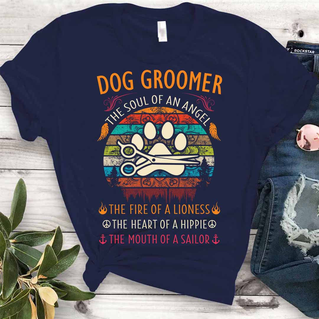 Awesome Dog Groomer the soul of an Angel-T-shirt - grunx260804-0037