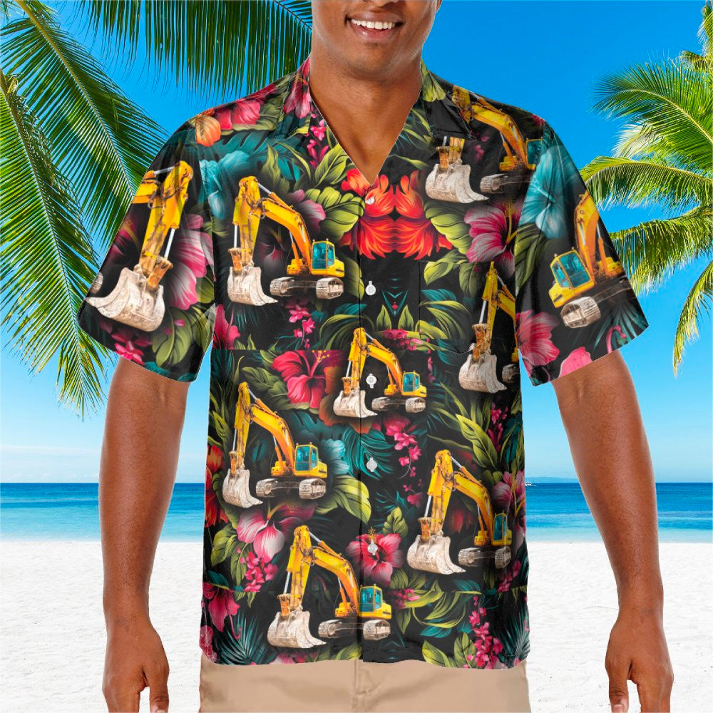 Awesome Heavy Equipment Operator- AOP Pocket Hawaiian Shirt - grunx260804-0171