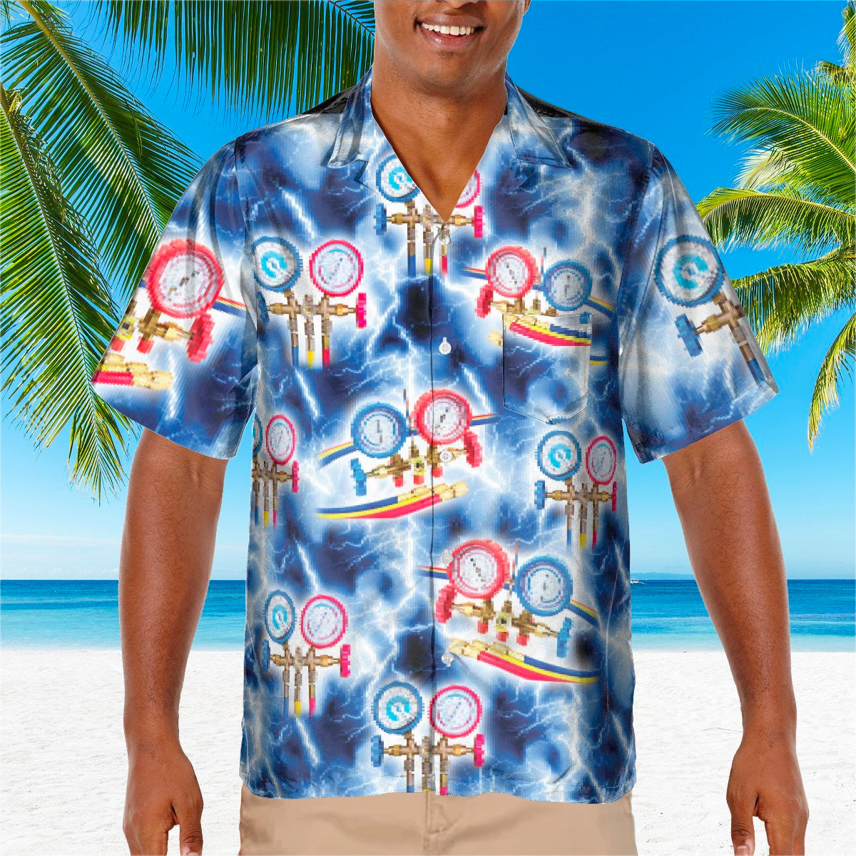 Awesome HVAC Tech- AOP Pocket Hawaiian Shirt - grunx260804-0201