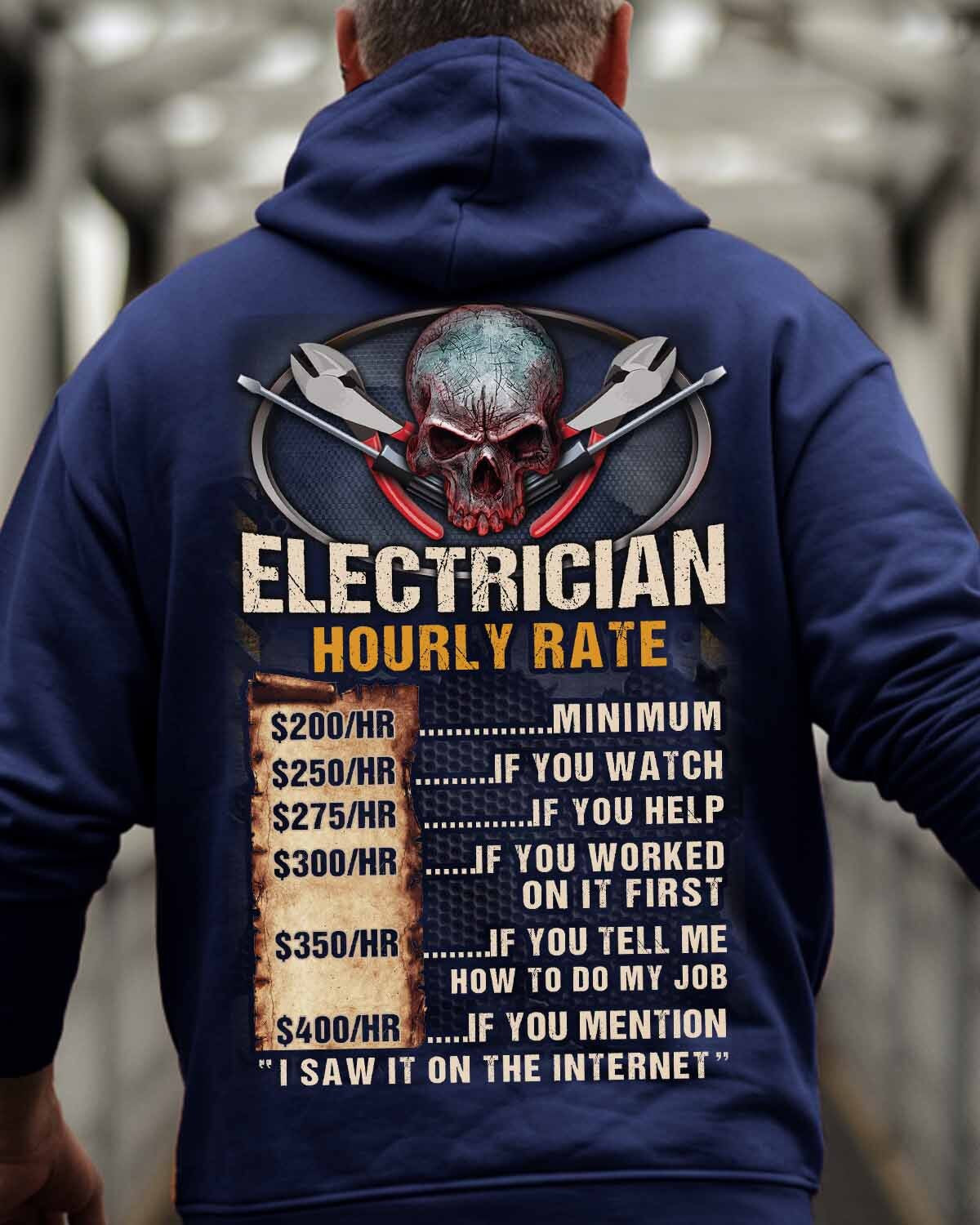 Awesome Electrician Hourly Rate-Hoodie - grunx260804-0060