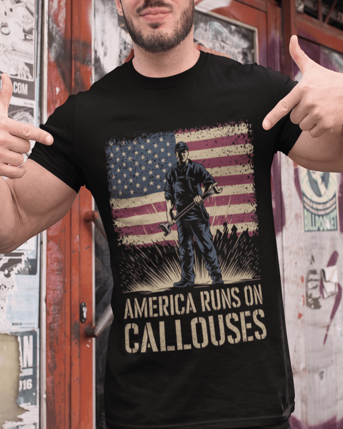 America Runs On Callouses - Blue Collar Worker T-Shirt, Hoodie & More - grunx260804-0119