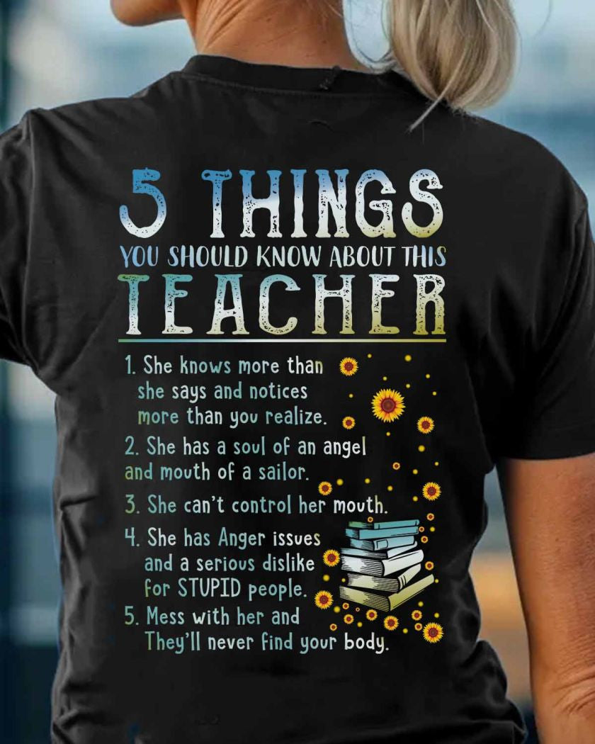 5 Things List - Bold Funny Teacher Statement T-Shirt, Hoodie & More - grunx260804-0058