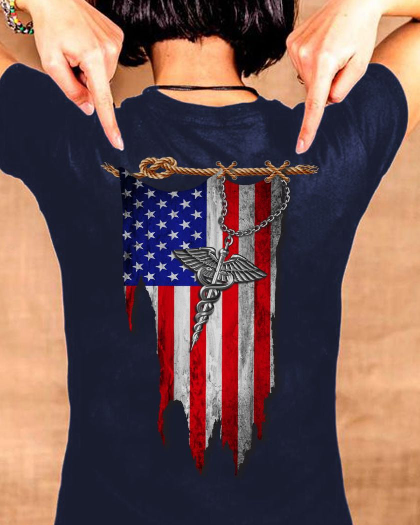 American Flag Caduceus Nurse Apparel - Patriotic T-Shirt Hoodie & More - grunx260804-0142