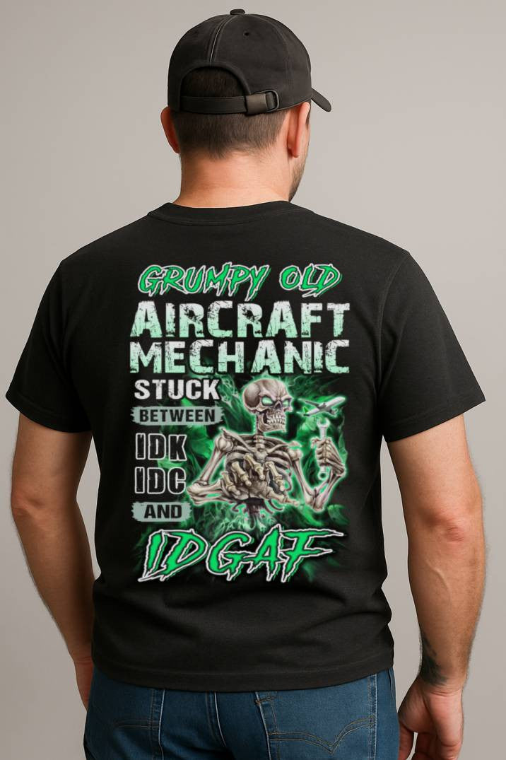 Grumpy Anger Issues - Aircraft Mechanic Skull Warning T-Shirt, Hoodie & More - grunx260804-0178