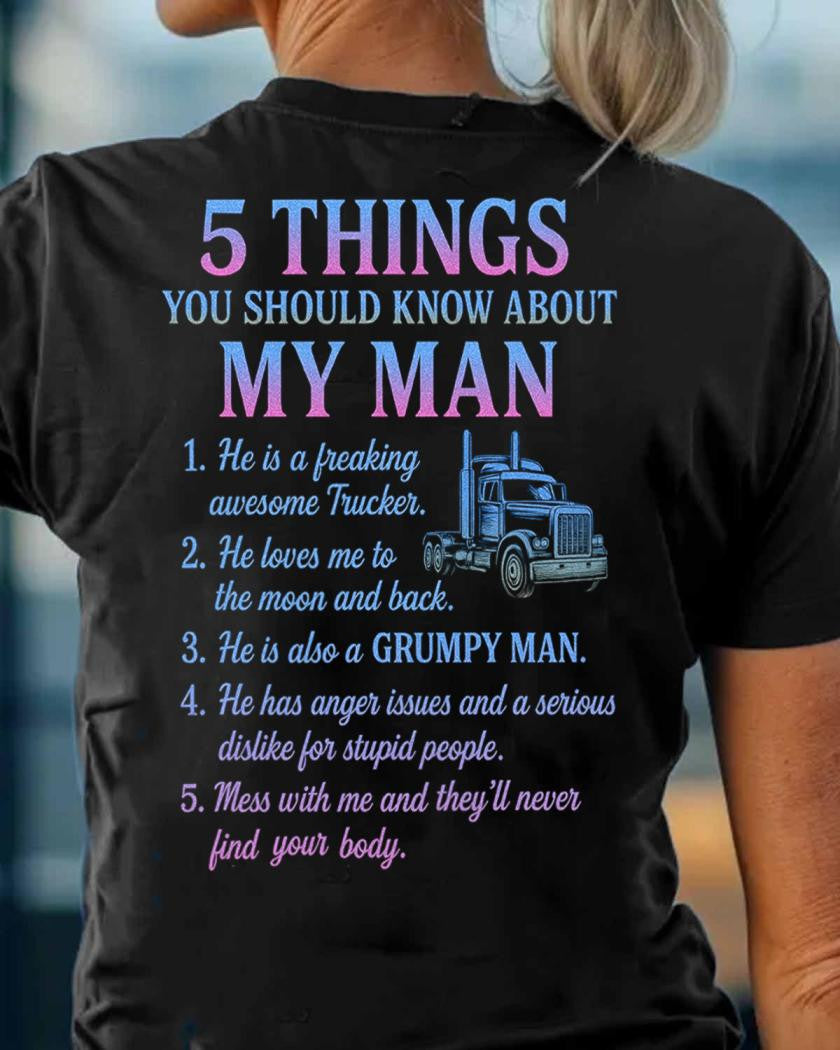 5 Things You Should Know About My Trucker - Funny Quote T-Shirt, Hoodie & More - grunx260804-0036