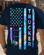 American Flag Holographic - Trucker Pride T-Shirt Hoodie & More - grunx260804-0151