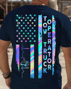 American Flag Holographic - Tow Truck Operator Pride T-Shirt Hoodie & More - grunx260804-0150