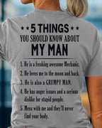 5 Things About My Mechanic Man Apparel - Funny Love Quote T-Shirt, Hoodie & More - grunx260804-0011