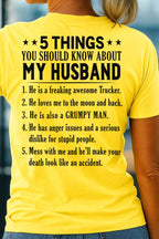 5 Things You Should Know About My Husband Trucker Apparel - Funny Gift T-Shirt, Hoodie & More - grunx260804-0025
