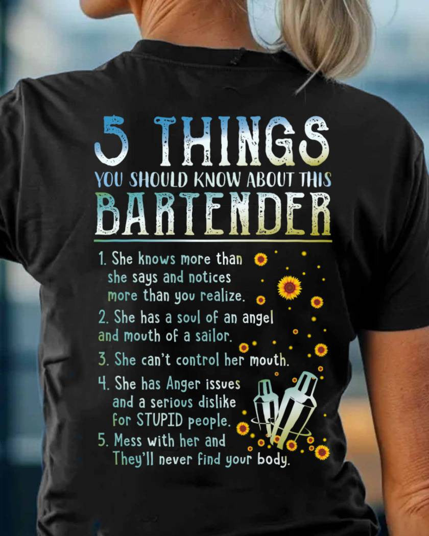 5 Things Bartender Apparel - Funny Bar Staff T-Shirt, Hoodie & More - grunx260804-0017